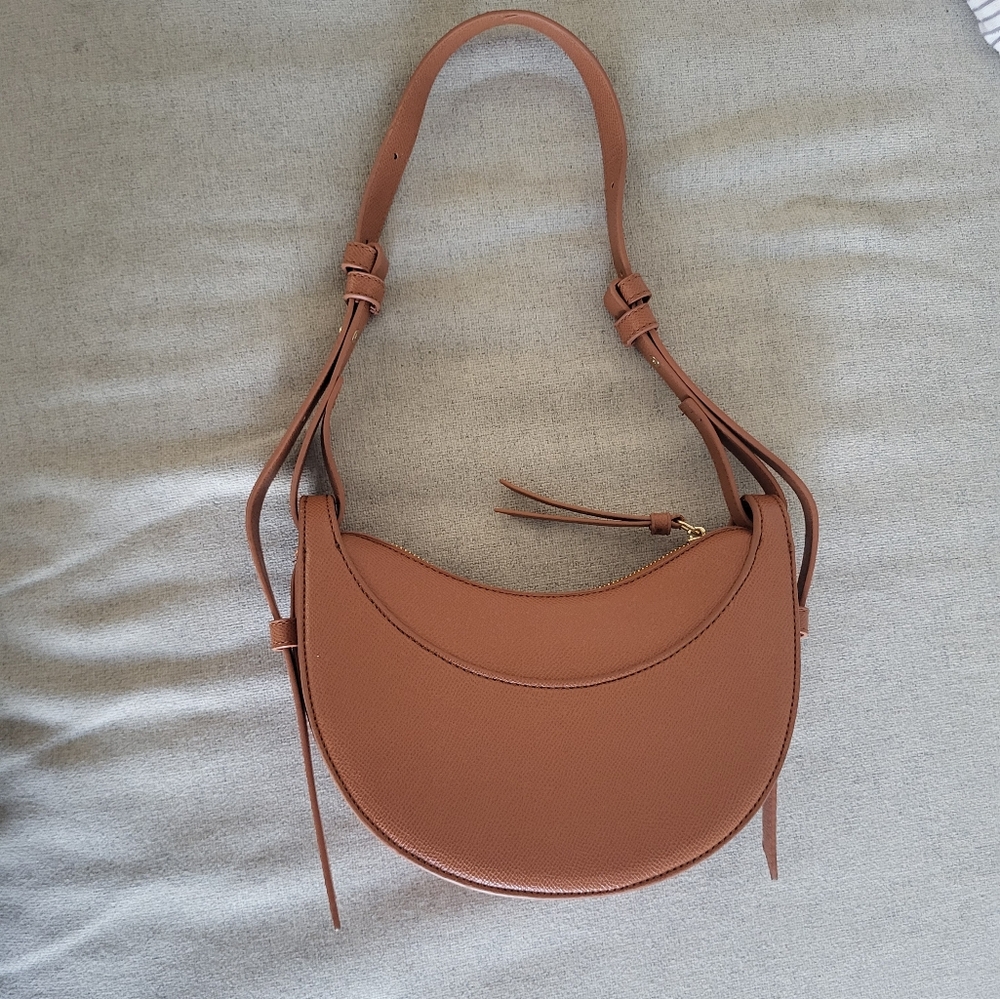 Crescent Moon Shoulder Bag Polyurethane Tan Brown